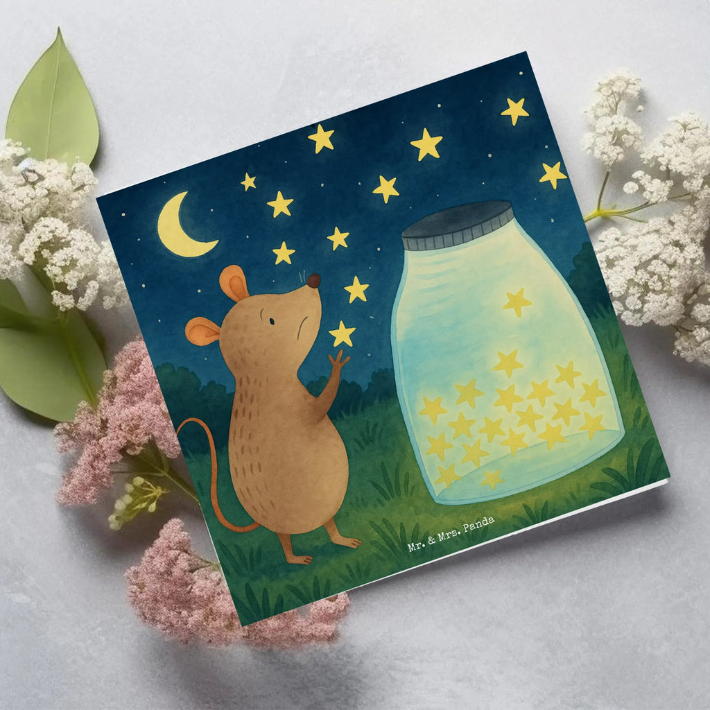 Deluxe Card Mouse Stars Design Klappkarte, Karte, Hochwertige Grußkarte, Grußkarte, Hochwertige Klappkarte, Glückwunschkarte, Geburtstagskarte, Hochzeitskarte, Einladungskarte, Tiermotive, Gute Laune, lustige Sprüche, Tiere, Taufe, Hoffnung, erstes Kind, Träume, Wunsch, Kind, Geburtstag, Sterne, Geburt, Kindergeburtstag, Schwangerschaft, Taufgeschenk, Maus