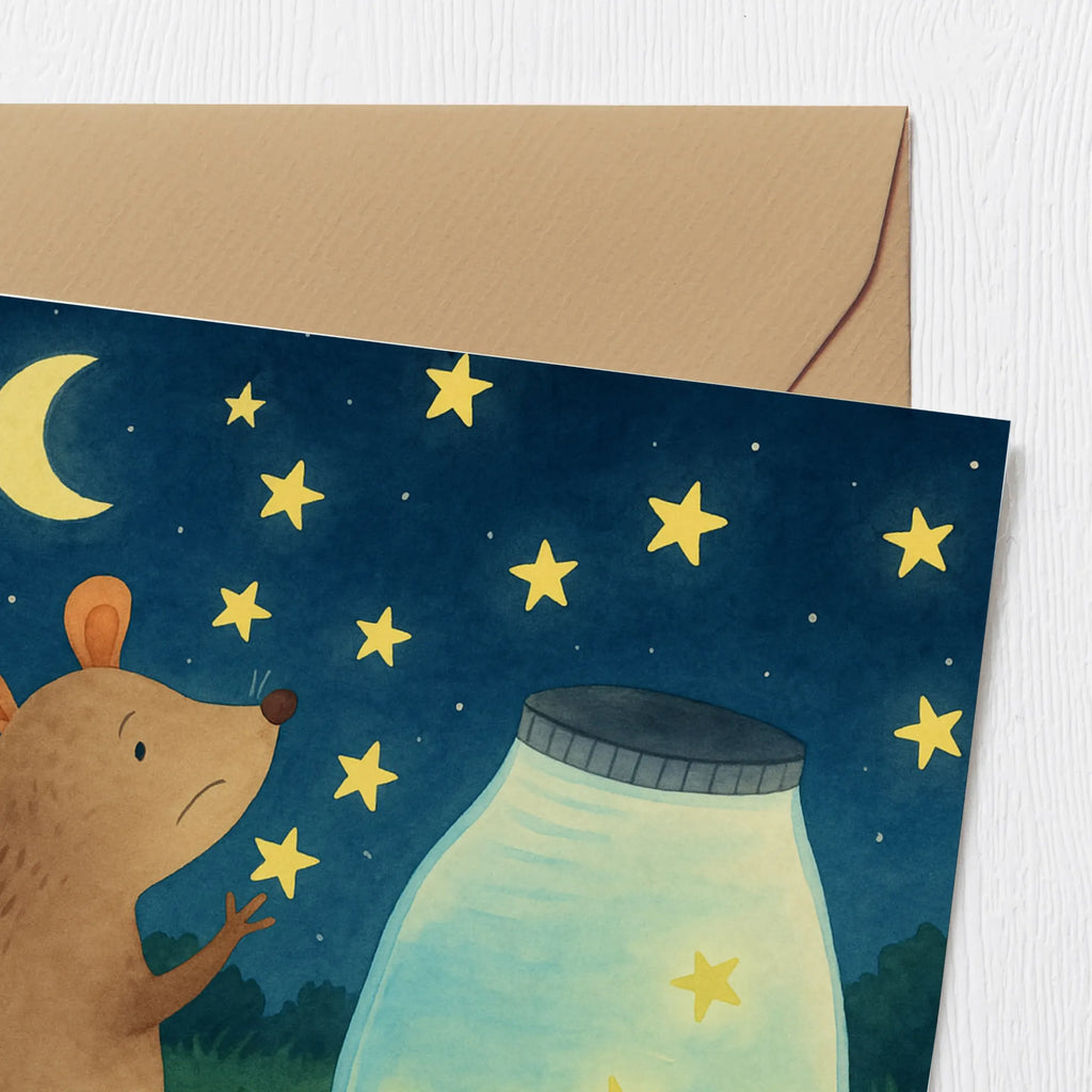 Deluxe Card Mouse Stars Design Klappkarte, Karte, Hochwertige Grußkarte, Grußkarte, Hochwertige Klappkarte, Glückwunschkarte, Geburtstagskarte, Hochzeitskarte, Einladungskarte, Tiermotive, Gute Laune, lustige Sprüche, Tiere, Taufe, Hoffnung, erstes Kind, Träume, Wunsch, Kind, Geburtstag, Sterne, Geburt, Kindergeburtstag, Schwangerschaft, Taufgeschenk, Maus