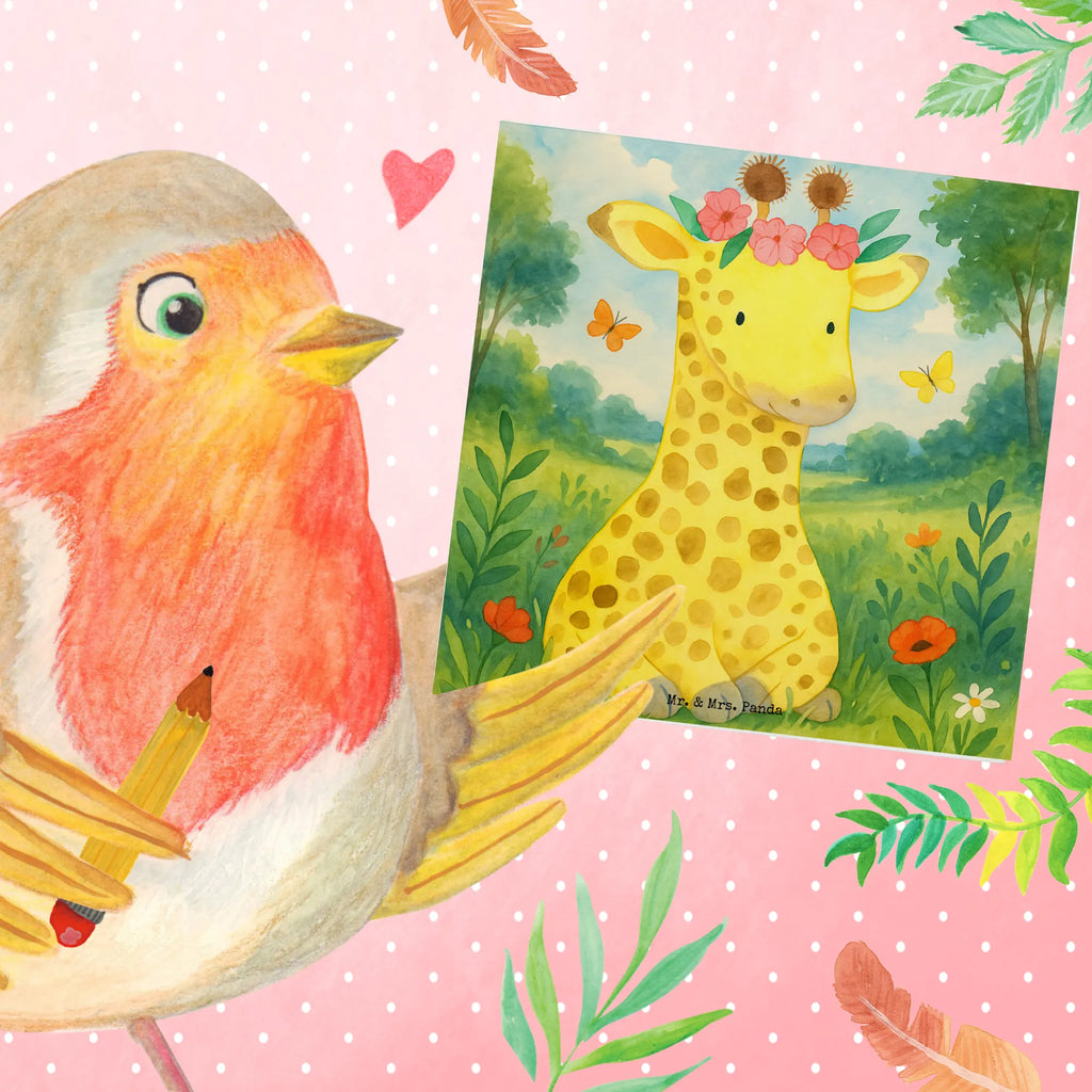 Deluxe Card giraffe flower wreath Design Karte, Grußkarte, Klappkarte, Einladungskarte, Glückwunschkarte, Hochzeitskarte, Geburtstagskarte, Hochwertige Grußkarte, Hochwertige Klappkarte, Afrika, Wildtiere, Giraffe, Blumenkranz, Abenteurer, Selbstliebe, Freundin