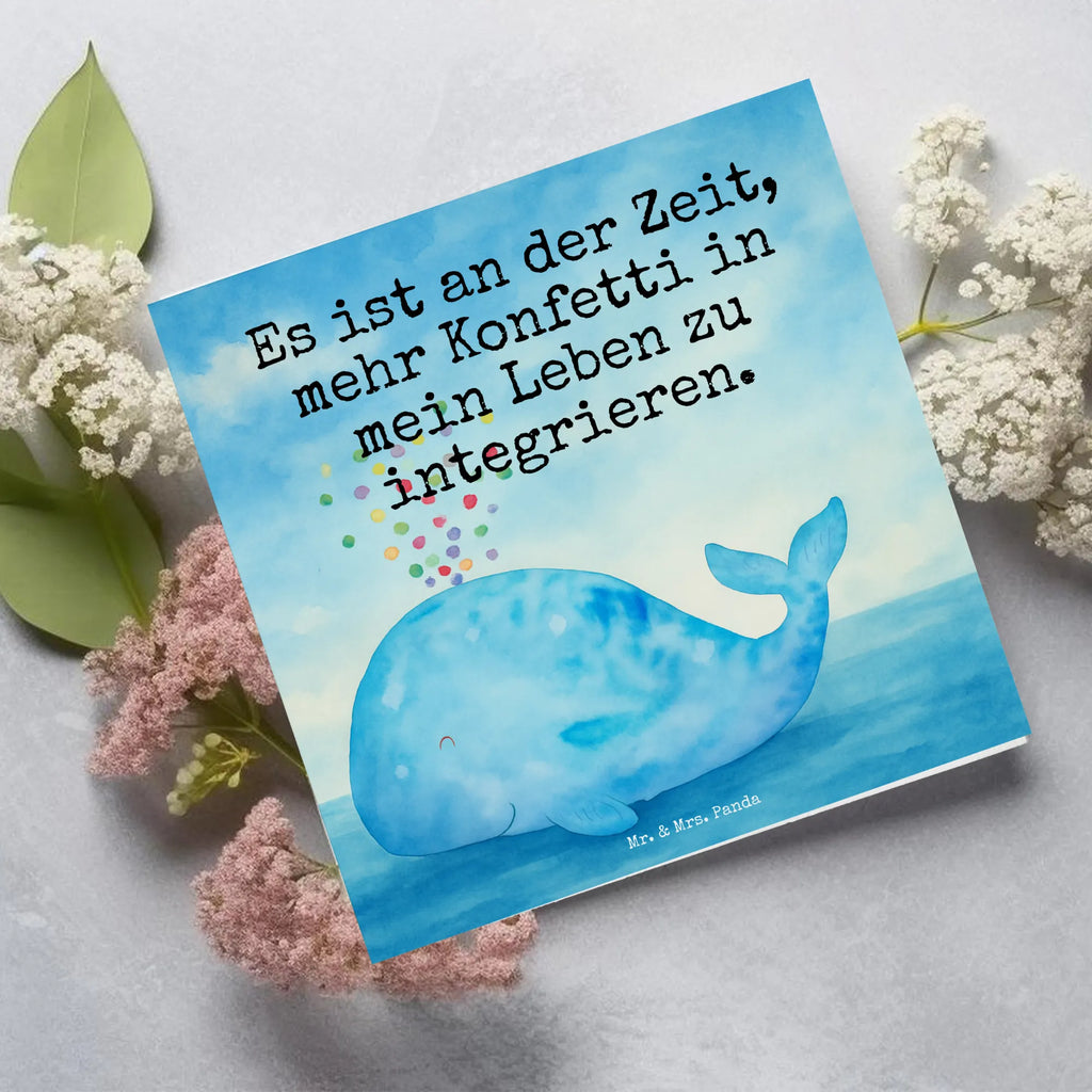 Deluxe Card whale confetti Design Karte, Grußkarte, Klappkarte, Einladungskarte, Glückwunschkarte, Hochzeitskarte, Geburtstagskarte, Hochwertige Grußkarte, Hochwertige Klappkarte, Meerestiere, Meer, Urlaub, Wal, Konfetti, Wale, Motivation, Neuanfang, Trennung, Diät, Abnehmen, Neustart, Lebensabschnitt, Geburtstag