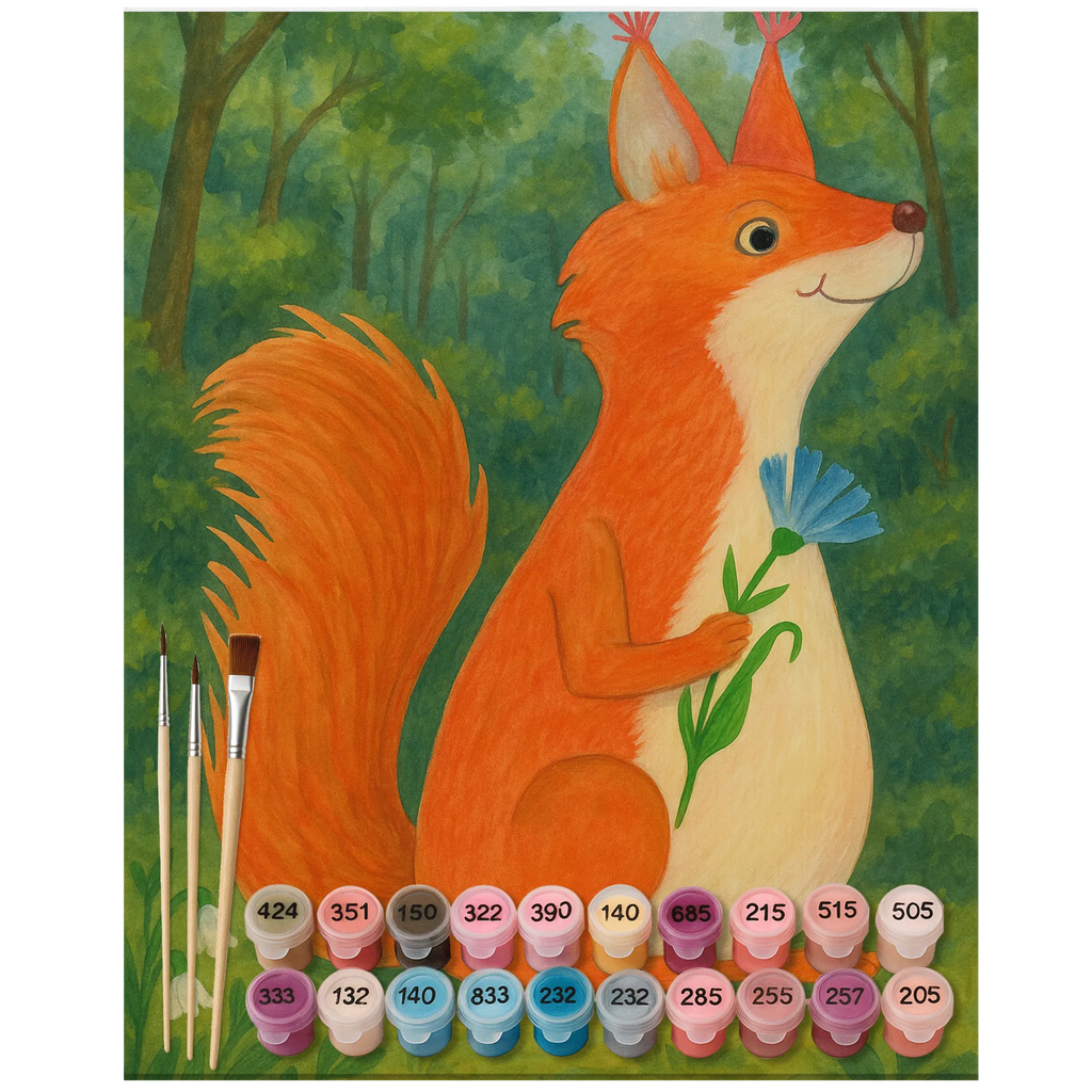 Paint by Numbers Squirrel flower Design small animals, cute, funny, cute animal motives, hand drawn, small world, funny sayings, good mood, happy, gifts, gift ideas, special gifts, animal lover, card, fun, saying decoration, positive saying, Squirrel, motivation sayings, squirrel, happy saying, motivation pictures, laughter