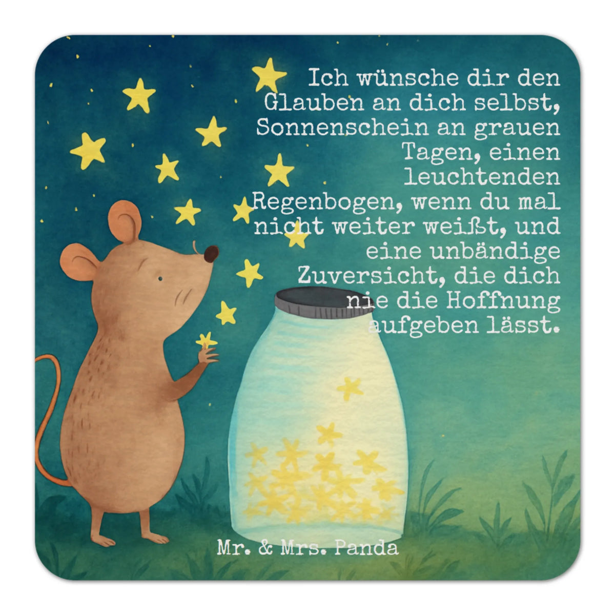 Coaster Mouse Stars Design gifts, card, funny sayings, special gifts, hand drawn, animal lover, cute animal motives, good mood, gift ideas, cute, small animals, birth, baptism gift, stars, child birthday, first child, pregnancy, wish, baptism, Mouse, birthday, hope, child