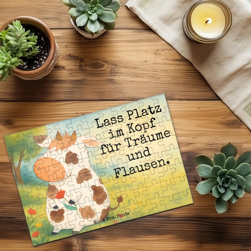 Puzzle Kuh Design Puzzle, Bauernhof, Hoftiere, Landwirt, Landwirtin, Kuh, Kühe, Träume, Flausen, Spruch, Magie, Motivtion, Hof, Milch, Milchkuh