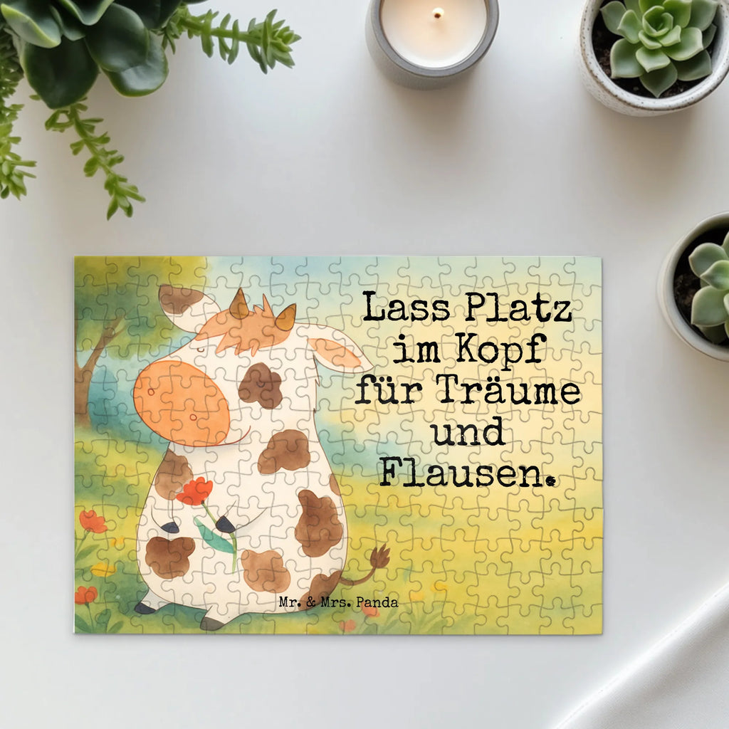 Puzzle Kuh Design Puzzle, Bauernhof, Hoftiere, Landwirt, Landwirtin, Kuh, Kühe, Träume, Flausen, Spruch, Magie, Motivtion, Hof, Milch, Milchkuh