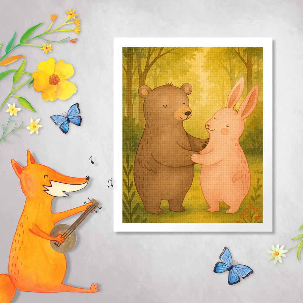 Diamond Painting Bär und Hase Umarmen Design Diamond Painting, Kreativität, Kristallbild, DIY, Liebe, Partner, Freund, Freundin, Ehemann, Ehefrau, Heiraten, Verlobung, Heiratsantrag, Liebesgeschenk, Jahrestag, Hocheitstag, Freunde, Bärchen, bester Freund, Hase, best friends, Bär