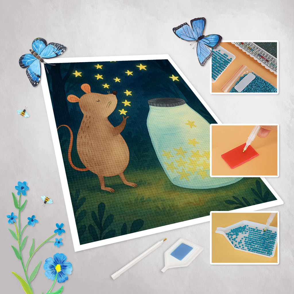 Diamond Painting Maus Sterne Design Diamond Painting, DIY, Kristallbild, Kreativität, Tiermotive, Gute Laune, lustige Sprüche, Tiere, Kind, Taufe, erstes Kind, Sterne, Kindergeburtstag, Maus, Schwangerschaft, Träume, Wunsch, Taufgeschenk, Hoffnung, Geburt, Geburtstag