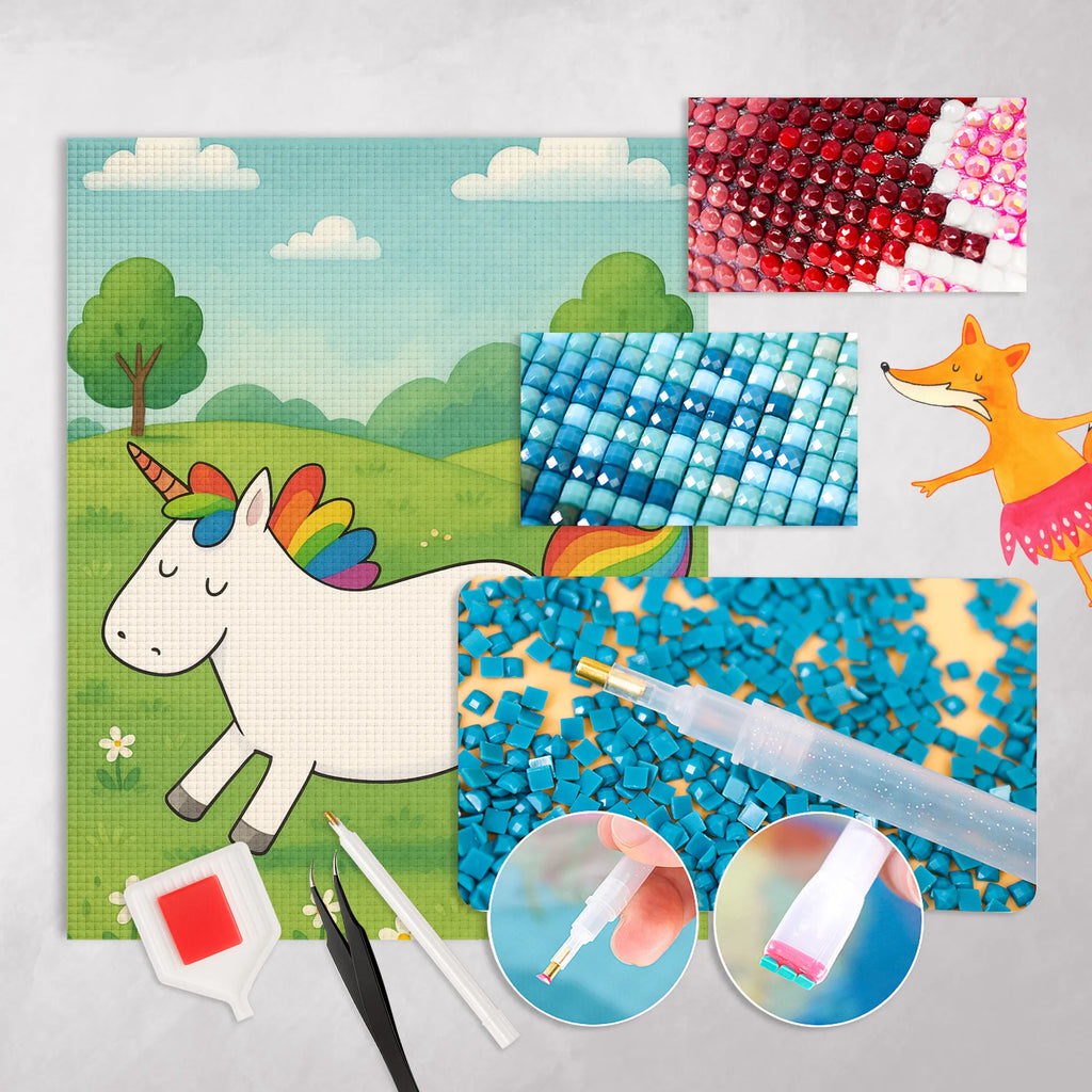 Diamond Painting Einhorn Happy Design Kristallbild, Diamond Painting, DIY, Kreativität, Einhorn, Einhörner, Einhorn Deko, Unicorn, Freude, witzig, fröhlich, glücklich, Spaß, Lebensfreude, Lächeln, spannend, Lachen