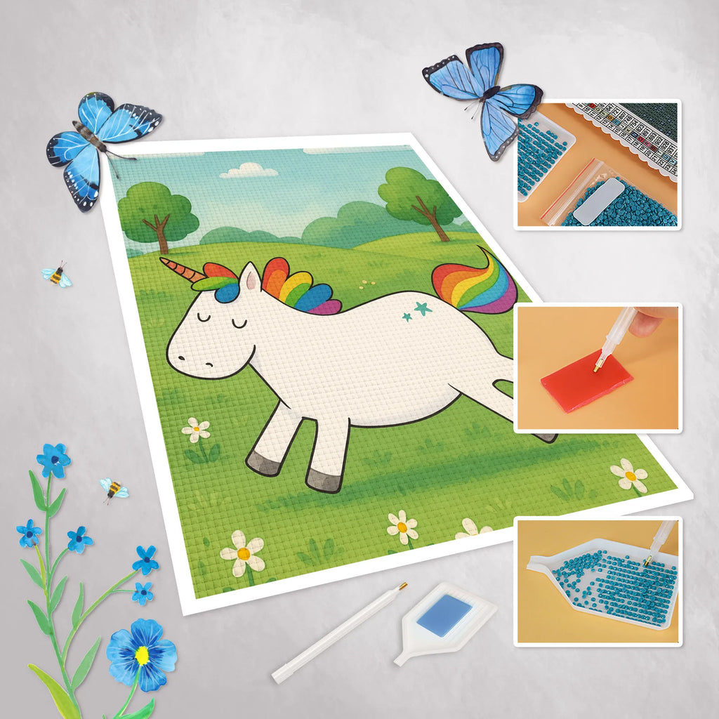 Diamond Painting Einhorn Happy Design Kristallbild, Diamond Painting, DIY, Kreativität, Einhorn, Einhörner, Einhorn Deko, Unicorn, Freude, witzig, fröhlich, glücklich, Spaß, Lebensfreude, Lächeln, spannend, Lachen