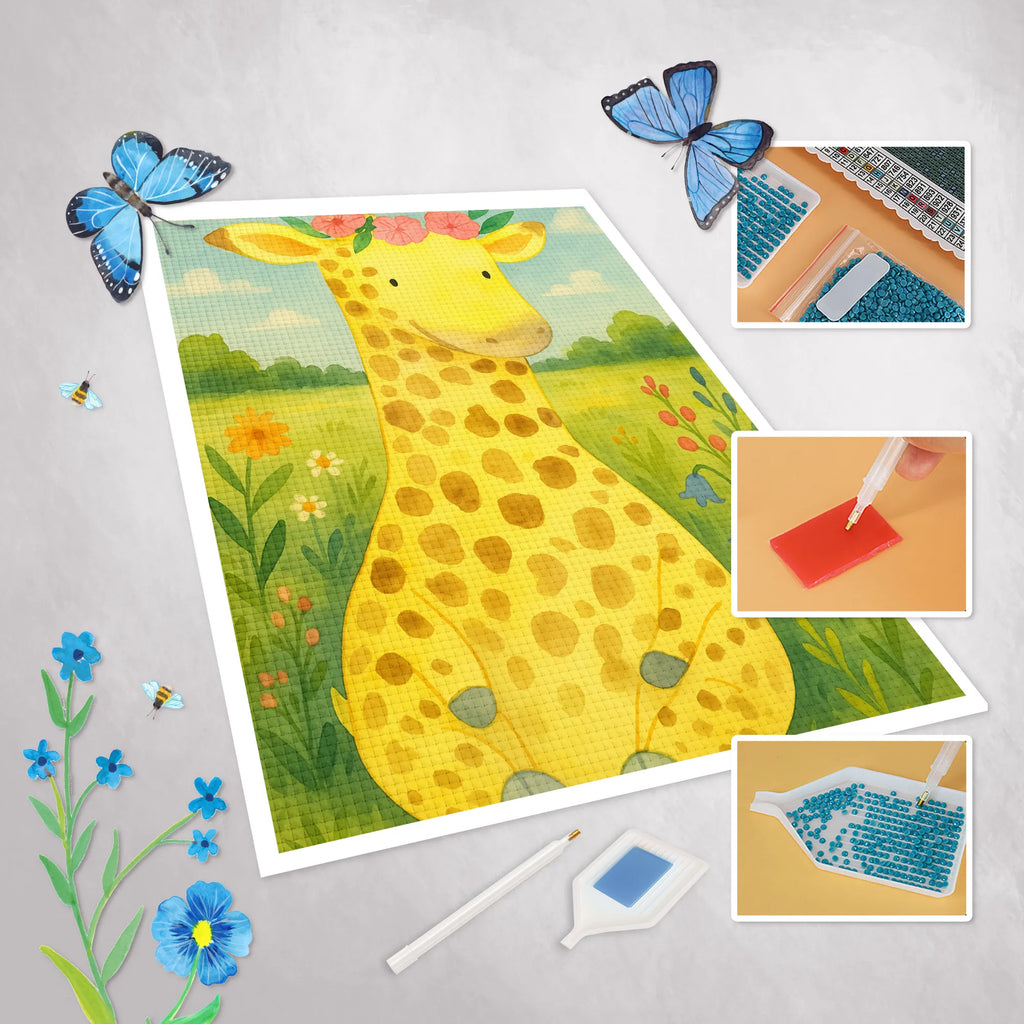 Diamond Painting giraffe flower wreath Design Africa, wreath of flowers, self-love, friend, giraffe, adventurer