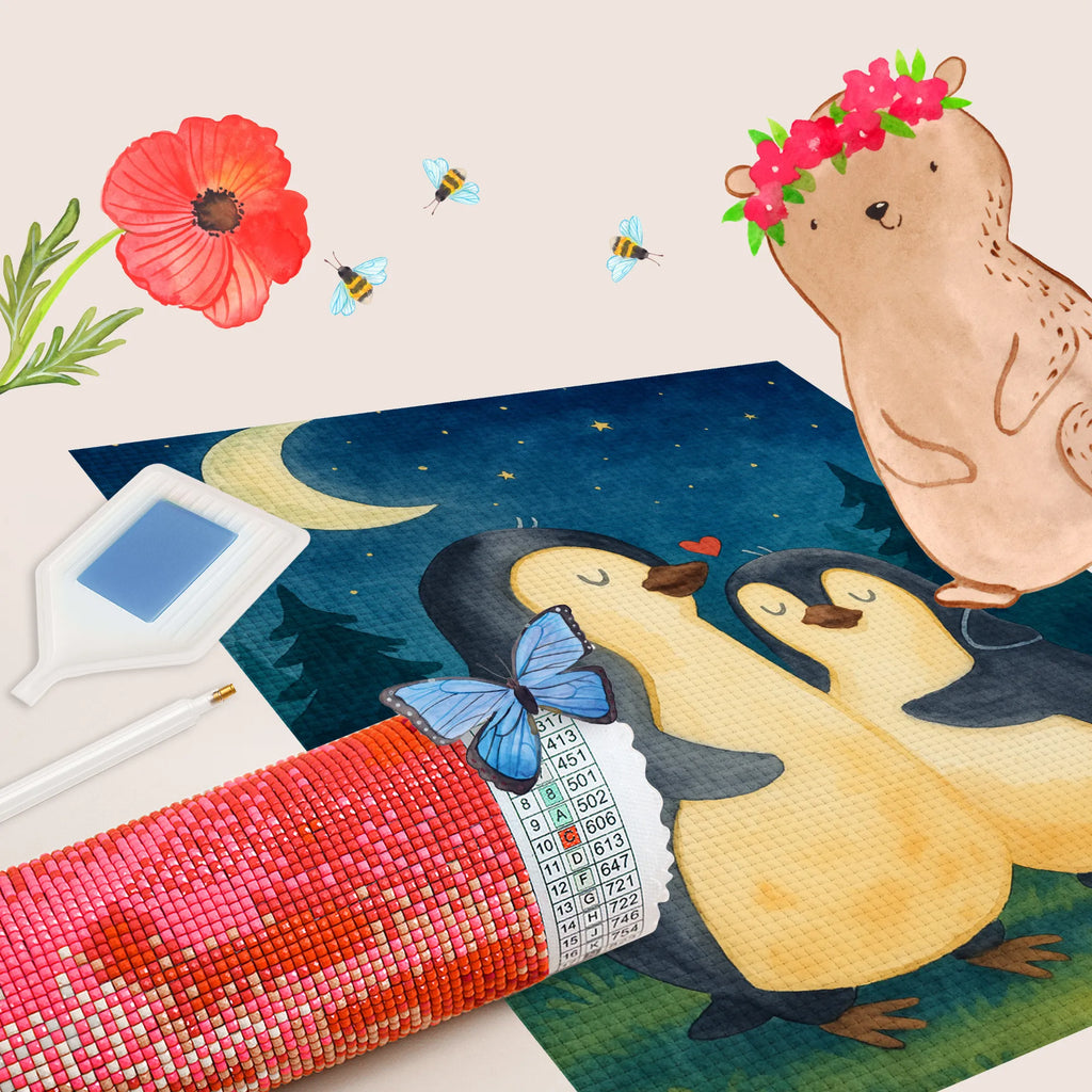 Obraz diamentowy pingwiny zasypianie Design Miłość, partner, przyjaciel, przyjaciółka, mąż, żona, wesele, zaręczyny, prośba o rękę, prezent miłosny, rocznica, dzień ślubu