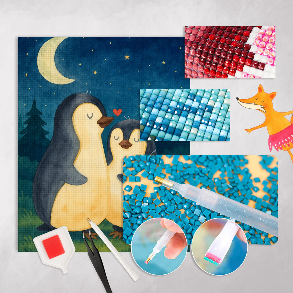 Obraz diamentowy pingwiny zasypianie Design Miłość, partner, przyjaciel, przyjaciółka, mąż, żona, wesele, zaręczyny, prośba o rękę, prezent miłosny, rocznica, dzień ślubu