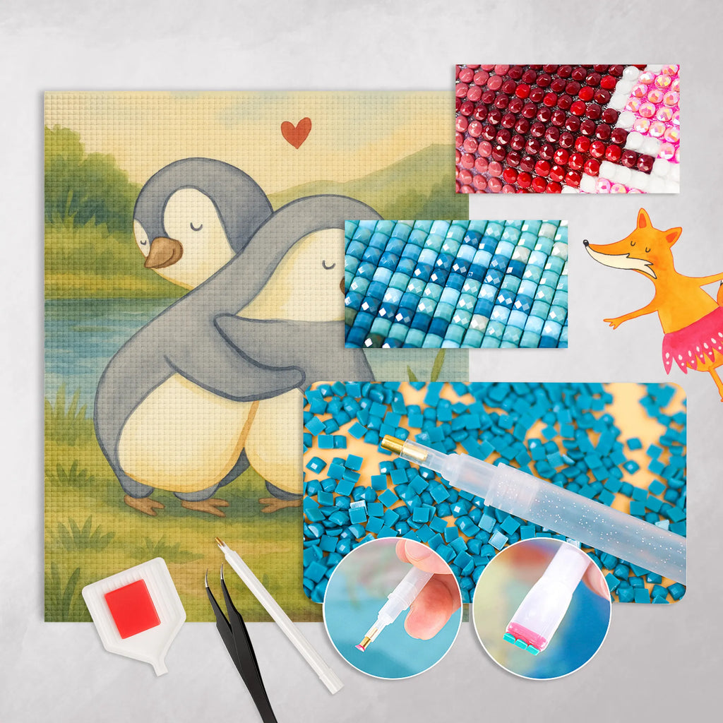 Diamond Painting penguins Cuddle Design Love, Loving, Two, Together, Marriage, Engagement, Proposal of marriage, Love gift, gift for her, gift for him, anniversary gift, Valentine&#39;s Day Gift for Women Love Gift Anniversary Wedding Anniversary Party Favor Gift for Girlfriend Gift for Partner Boyfriend Gift Token of Love for Men for Husband