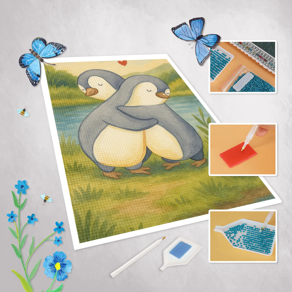 Diamond Painting penguins Cuddle Design Love, Loving, Two, Together, Marriage, Engagement, Proposal of marriage, Love gift, gift for her, gift for him, anniversary gift, Valentine&#39;s Day Gift for Women Love Gift Anniversary Wedding Anniversary Party Favor Gift for Girlfriend Gift for Partner Boyfriend Gift Token of Love for Men for Husband