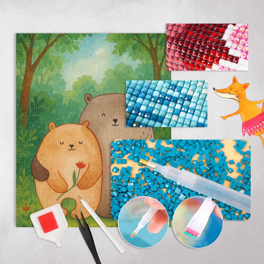 Obraz diamentowy Miłość niedźwiedzi Design Miłość, partner, przyjaciel, przyjaciółka, mąż, żona, wesele, zaręczyny, prośba o rękę, prezent miłosny, rocznica, dzień ślubu