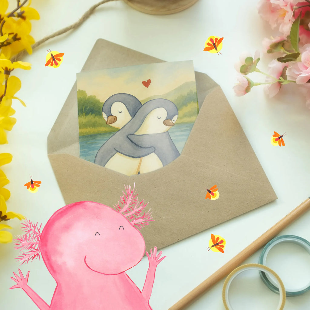 Greetings card penguins Cuddle Design Grußkarte, Klappkarte, Einladungskarte, Glückwunschkarte, Hochzeitskarte, Geburtstagskarte, Karte, Ansichtskarten, Liebe, Partner, Freund, Freundin, Ehemann, Ehefrau, Heiraten, Verlobung, Heiratsantrag, Liebesgeschenk, Jahrestag, Hocheitstag, Valentinstag, Geschenk für Frauen, Hochzeitstag, Mitbringsel, Geschenk für Freundin, Geschenk für Partner, Liebesbeweis, für Männer, für Ehemann