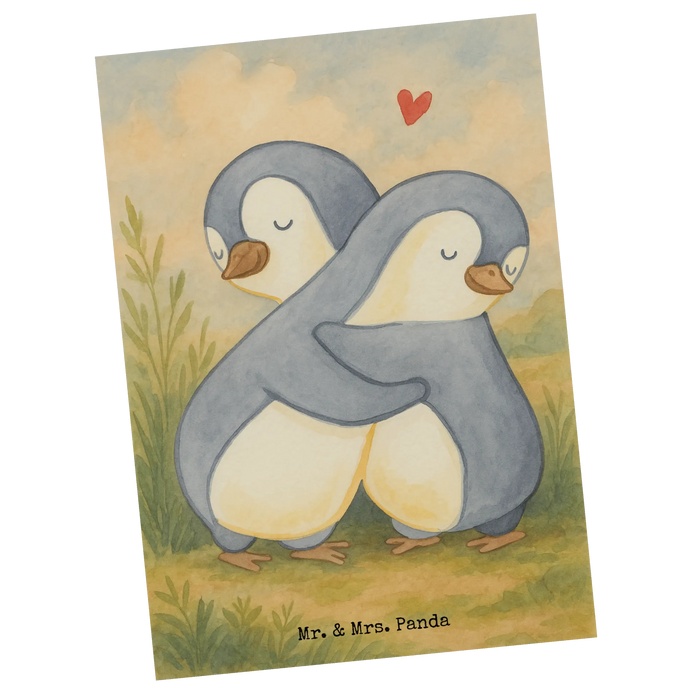 Ansichtskarte Pinguine Kuscheln Design