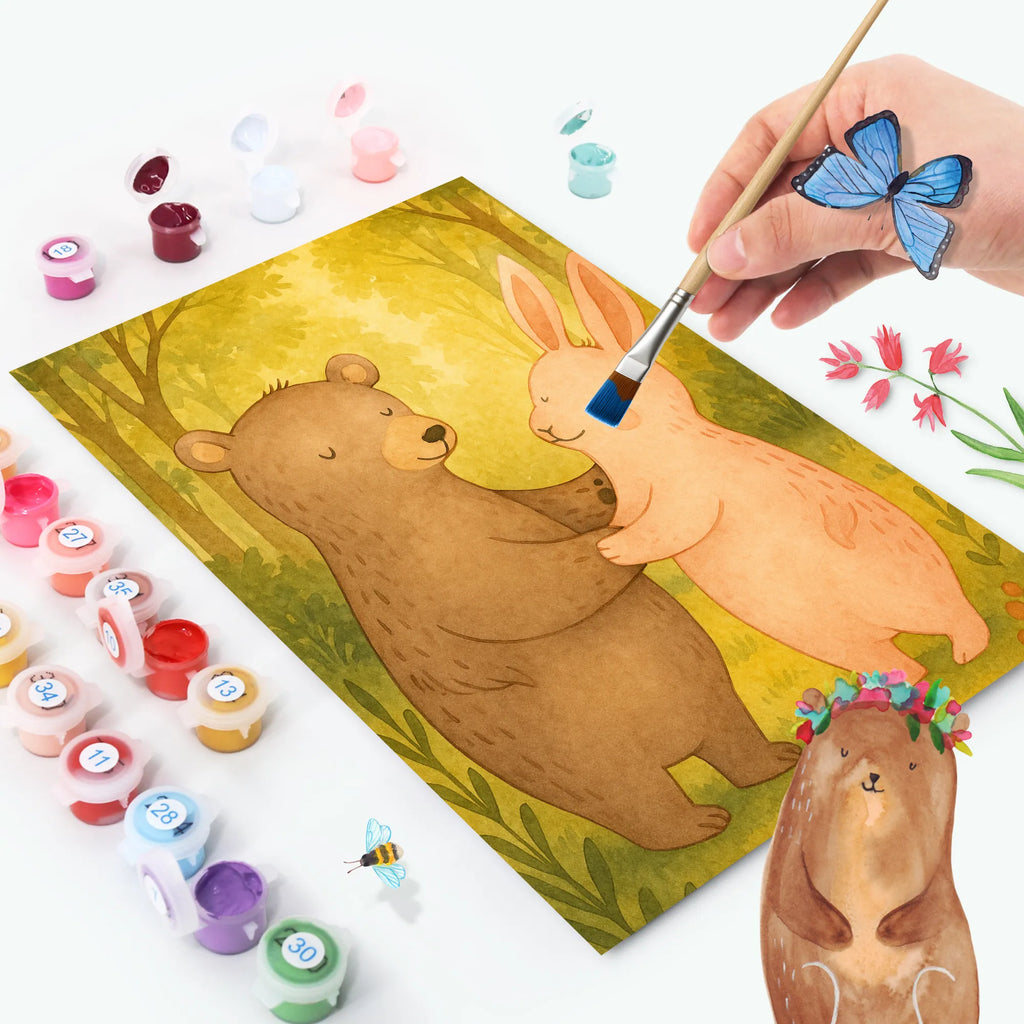 Paint by Numbers bear and rabbit Embrace Design Kunstwerk, Bastelidee, DIY, Baseln, Malen, Malen nach Zahlen, Künstler, Ausmalbild, Kreativität, Liebe, Partner, Freund, Freundin, Ehemann, Ehefrau, Heiraten, Verlobung, Heiratsantrag, Liebesgeschenk, Jahrestag, Hocheitstag, Bär, best friends, Freunde, Hase, Bärchen, bester Freund