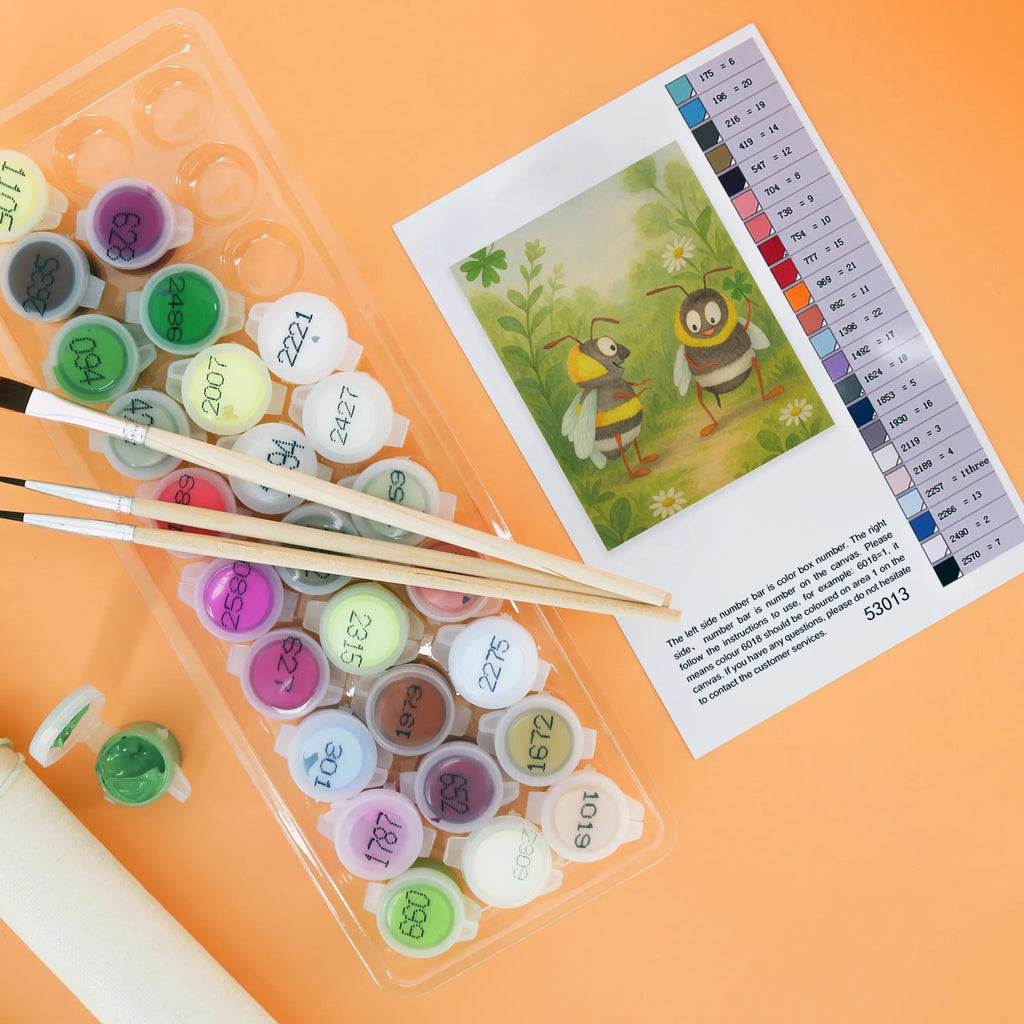 Paint by Numbers bees Pair Design Malen, Ausmalbild, Malen nach Zahlen, Kunstwerk, Bastelidee, DIY, Kreativität, Baseln, Künstler, Liebe, Partner, Freund, Freundin, Ehemann, Ehefrau, Heiraten, Verlobung, Heiratsantrag, Liebesgeschenk, Jahrestag, Hocheitstag, Mitbringsel, Liebesbeweis, für Ehemann, Geschenk für Freundin, Geschenk für Frauen, Valentinstag, verliebte Schildkröten, Geschenk für Partner, für Männer, Schildkröten, Hochzeitstag