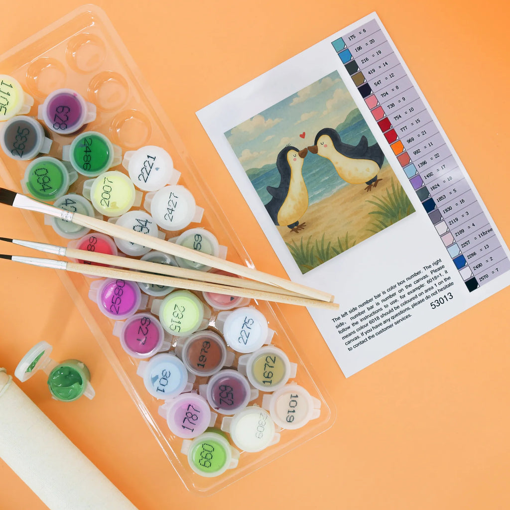 Paint by Numbers penguins kiss Design Malen nach Zahlen, Ausmalbild, Kunstwerk, Liebe, Partner, Freund, Freundin, Ehemann, Ehefrau, Heiraten, Verlobung, Heiratsantrag, Liebesgeschenk, Jahrestag, Hocheitstag, Valentinstag, für Männer, für Ehemann, Liebesbeweis, Geschenk für Frauen, Hochzeitstag, Geschenk für Freundin, Mitbringsel, Geschenk für Partner