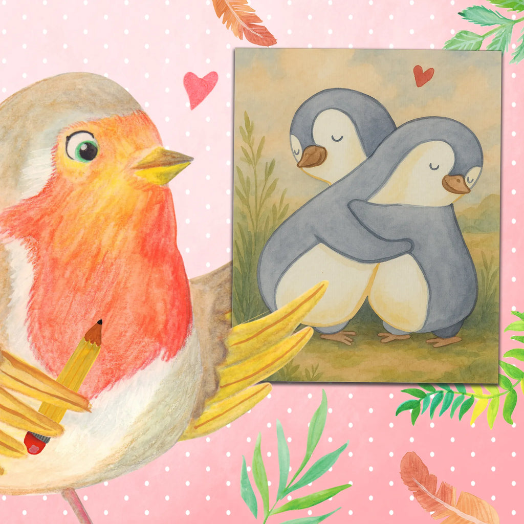 Malowanie według numerów pingwiny Przytulanie Design Miłość, partner, przyjaciel, przyjaciółka, mąż, żona, wesele, zaręczyny, prośba o rękę, prezent miłosny, rocznica, dzień ślubu