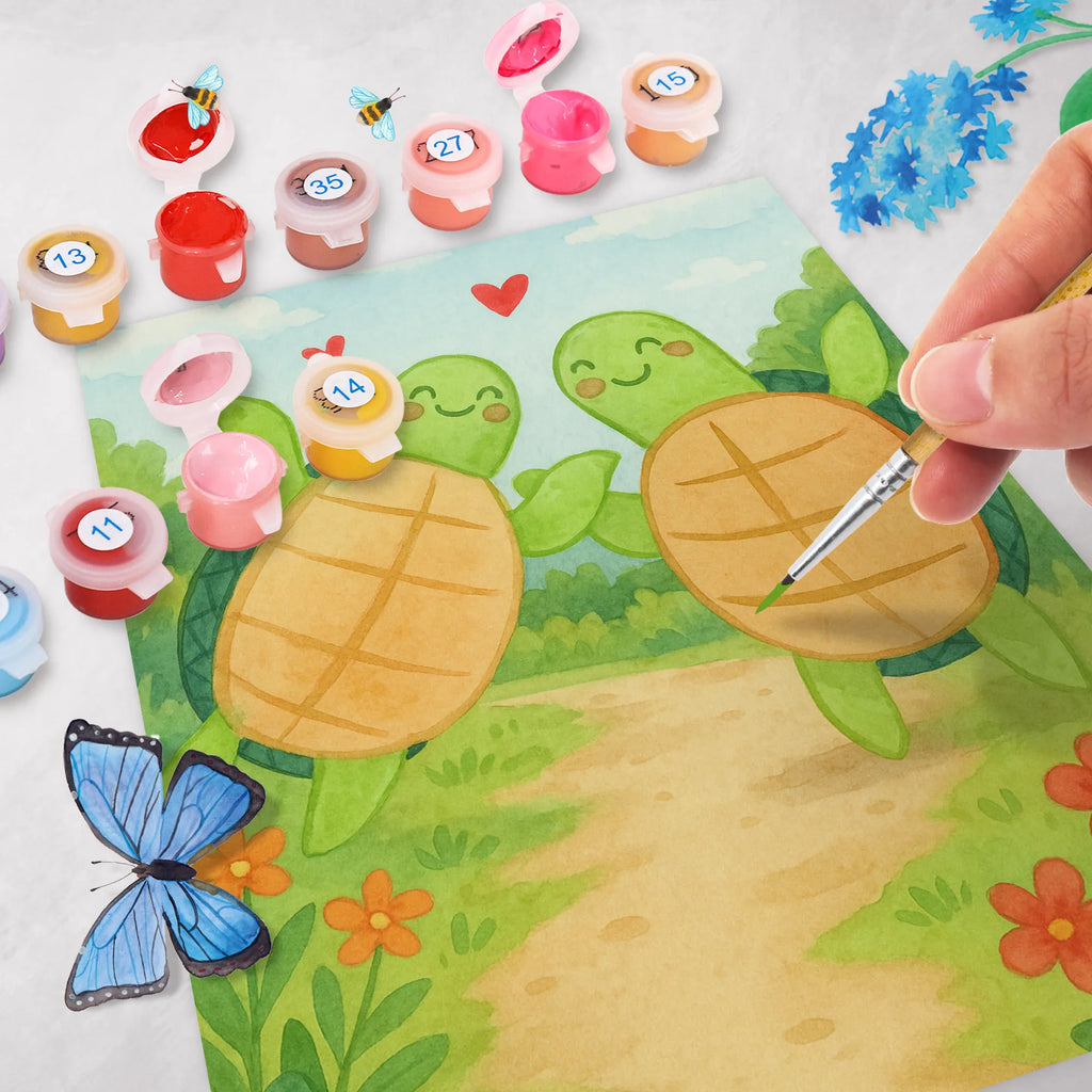 Paint by Numbers turtles Pair Design DIY, Malen nach Zahlen, Bastelidee, Künstler, Malen, Kunstwerk, Kreativität, Ausmalbild, Baseln, Liebe, Partner, Freund, Freundin, Ehemann, Ehefrau, Heiraten, Verlobung, Heiratsantrag, Liebesgeschenk, Jahrestag, Hocheitstag, Valentinstag, Hochzeitstag, für Männer, Mitbringsel, Geschenk für Partner, Geschenk für Freundin, Geschenk für Frauen, für Ehemann, Liebesbeweis