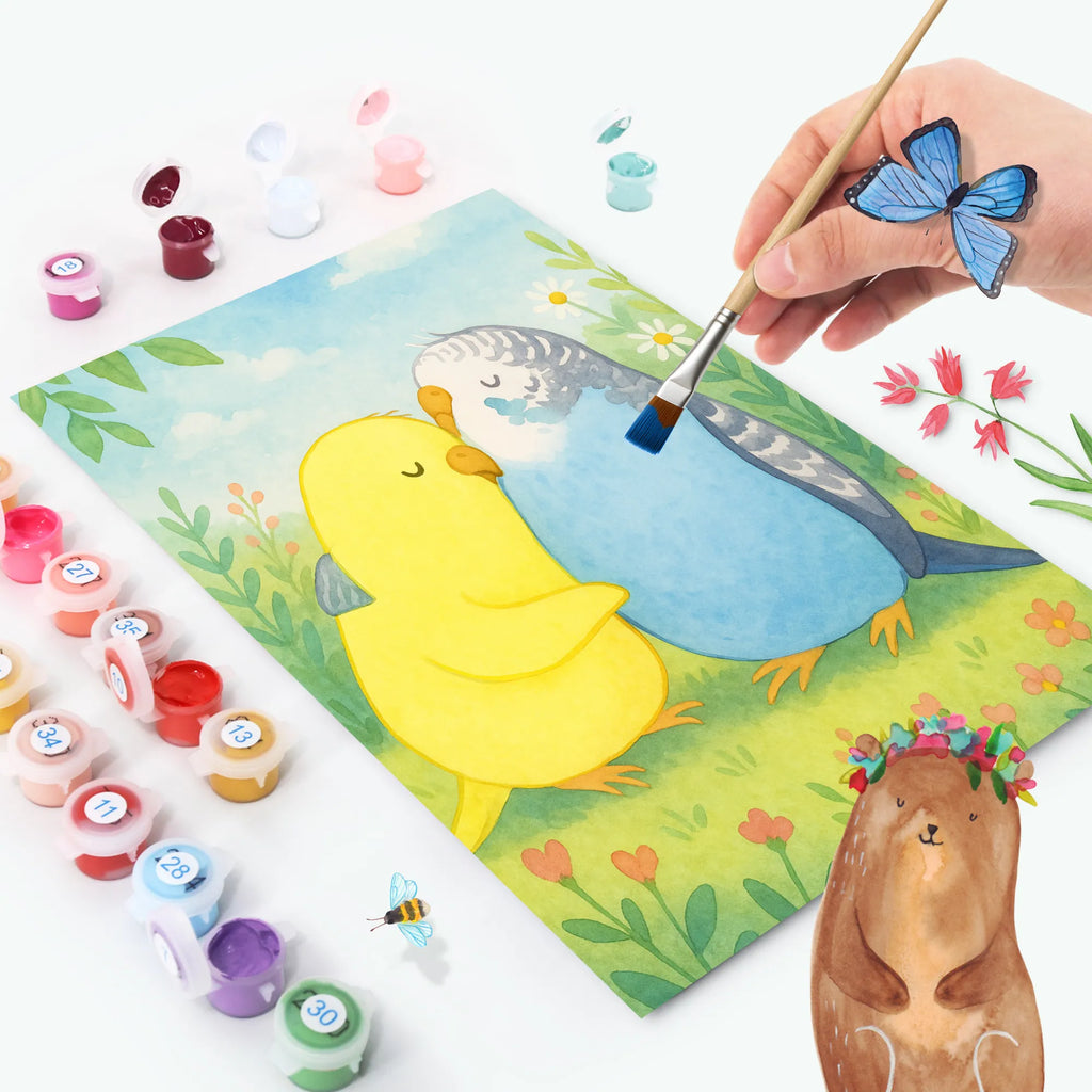 Malen nach Zahlen Wellensittich Liebe Design DIY, Ausmalbild, Bastelidee, Malen, Künstler, Kunstwerk, Malen nach Zahlen, Baseln, Kreativität, Liebe, Partner, Freund, Freundin, Ehemann, Ehefrau, Heiraten, Verlobung, Heiratsantrag, Liebesgeschenk, Jahrestag, Hocheitstag, Wellensittich, Vertrauen, Nähe, Kuscheln, Vögel