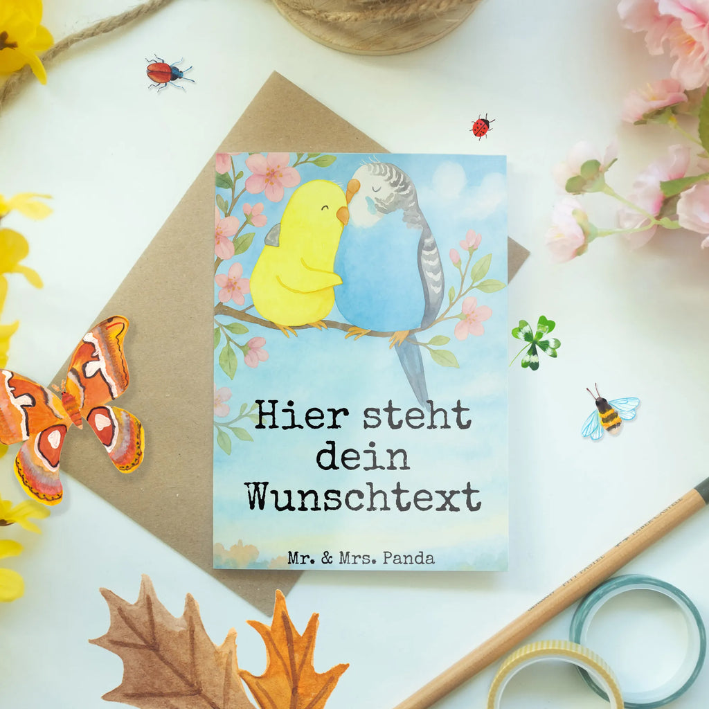 Personalised greetings card Parakeets in love Design Grußkarte als Geldgeschenk, Personalisiertere Klappkarte, Personalisierte Glückwunschkarte, Grußkarte selber drucken, Personalisierte Einladungskarte, Personalisierte Karte, Personalisierte Hochzeitskarte, Personalisierte Grußkarte, Personalisierte Geburtstagskarte, Grußkarte mit persönlichen Nachrichten, Grußkarte selbst gestalten, Grußkarten personalisiert, Grußkarte mit Namen, Liebe, Partner, Freund, Freundin, Ehemann, Ehefrau, Heiraten, Verlobung, Heiratsantrag, Liebesgeschenk, Jahrestag, Hocheitstag, Vögel, Vertrauen, Wellensittich, Kuscheln, Nähe