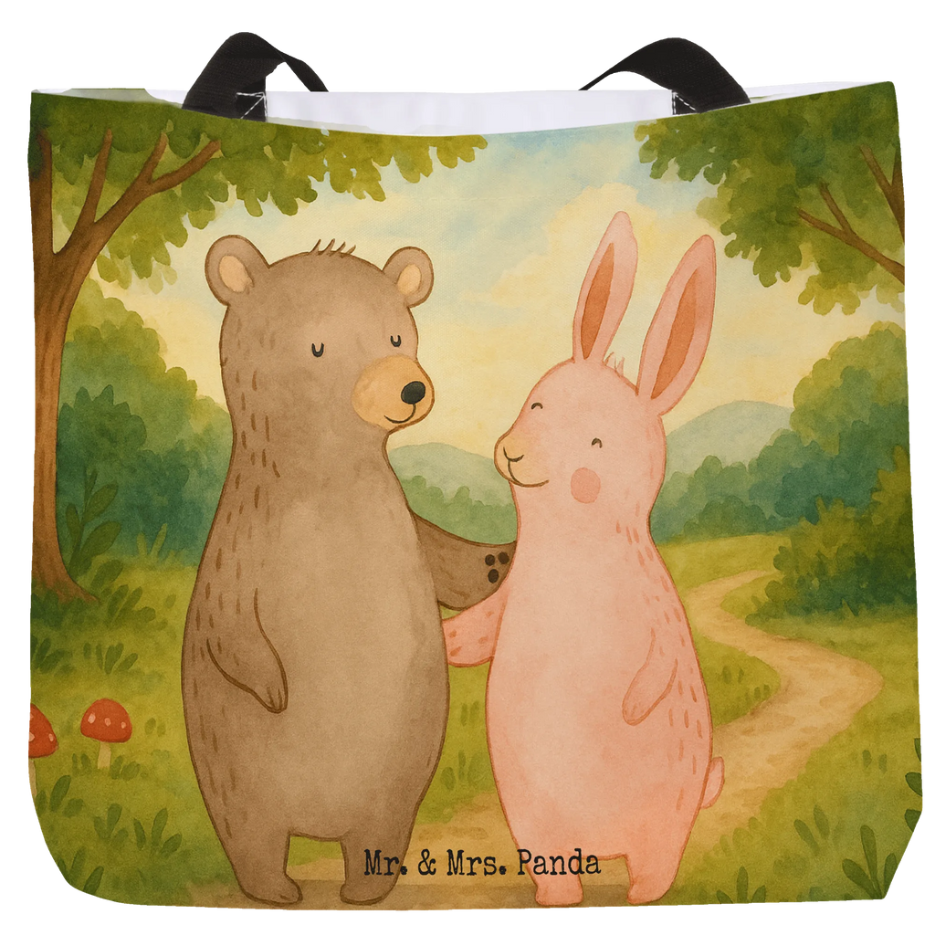 Shopper bear and rabbit Embrace Design Tasche, Schulbeutel, Alltagstasche, Einkaufsbeutel, Tragebeutel, Einkaufstasche, Freizeittasche, Beutel, Strandtasche, Shopper, Schultasche, Liebe, Partner, Freund, Freundin, Ehemann, Ehefrau, Heiraten, Verlobung, Heiratsantrag, Liebesgeschenk, Jahrestag, Hocheitstag, best friends, Bärchen, Freunde, bester Freund, Hase, Bär