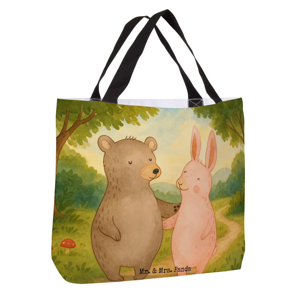 Shopper bear and rabbit Embrace Design Tasche, Schulbeutel, Alltagstasche, Einkaufsbeutel, Tragebeutel, Einkaufstasche, Freizeittasche, Beutel, Strandtasche, Shopper, Schultasche, Liebe, Partner, Freund, Freundin, Ehemann, Ehefrau, Heiraten, Verlobung, Heiratsantrag, Liebesgeschenk, Jahrestag, Hocheitstag, best friends, Bärchen, Freunde, bester Freund, Hase, Bär