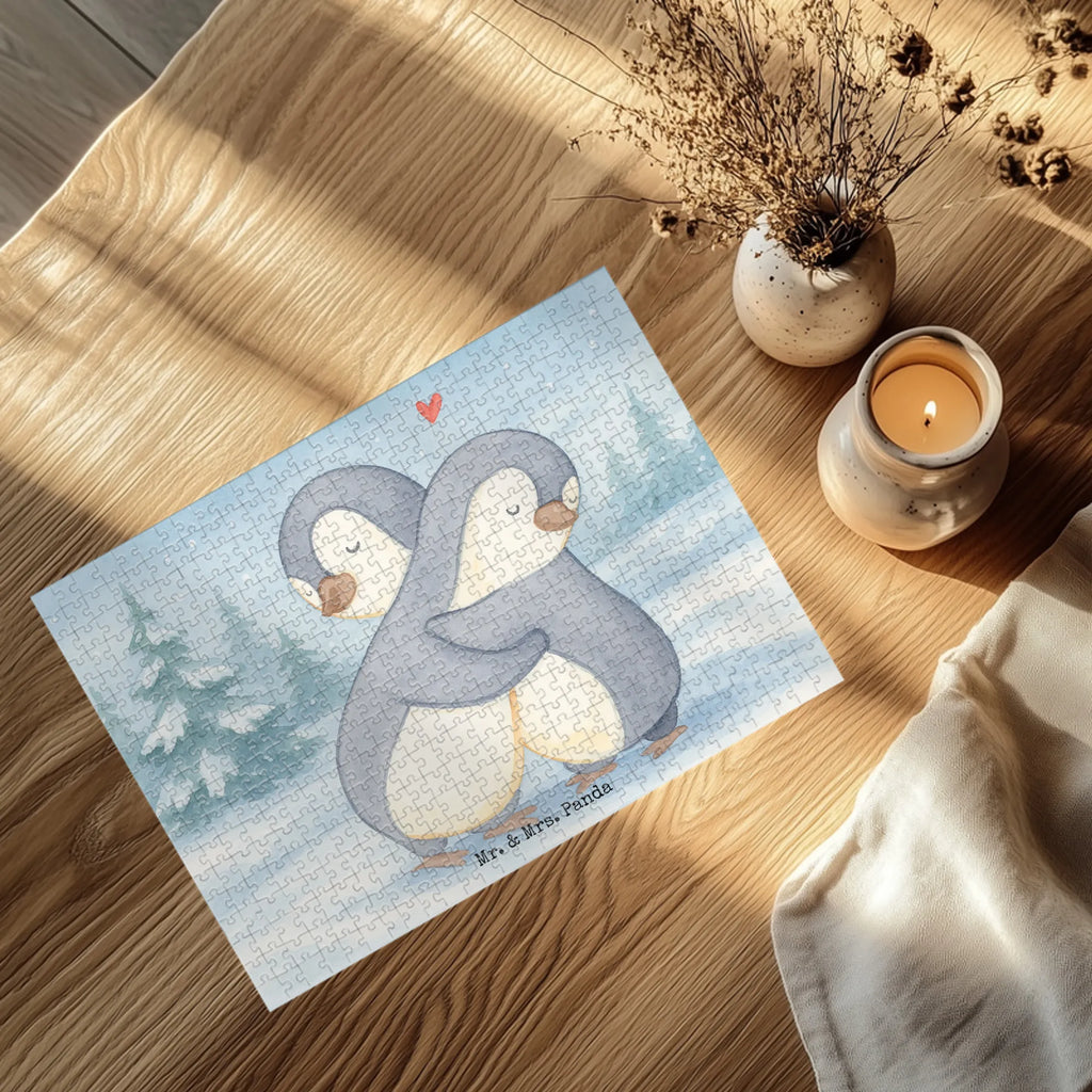 Puzzle penguins Cuddle Design Puzzle, Ehemann, Freundin, Freund, Partner, Liebe, Liebesgeschenk, Verlobung, Heiraten, Heiratsantrag, Hocheitstag, Ehefrau, Jahrestag, Liebesbeweis, Hochzeitstag, Geschenk für Frauen, für Ehemann, Geschenk für Freundin, Valentinstag, Geschenk für Partner, Mitbringsel, für Männer