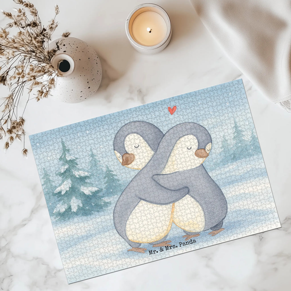 Puzzle penguins Cuddle Design Puzzle, Ehemann, Freundin, Freund, Partner, Liebe, Liebesgeschenk, Verlobung, Heiraten, Heiratsantrag, Hocheitstag, Ehefrau, Jahrestag, Liebesbeweis, Hochzeitstag, Geschenk für Frauen, für Ehemann, Geschenk für Freundin, Valentinstag, Geschenk für Partner, Mitbringsel, für Männer