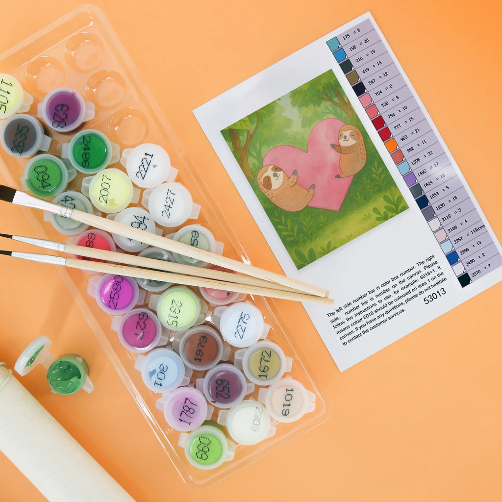 Malowanie według numerów leniwce Serce Design Miłość, partner, przyjaciel, przyjaciółka, mąż, żona, wesele, zaręczyny, prośba o rękę, prezent miłosny, rocznica, dzień ślubu