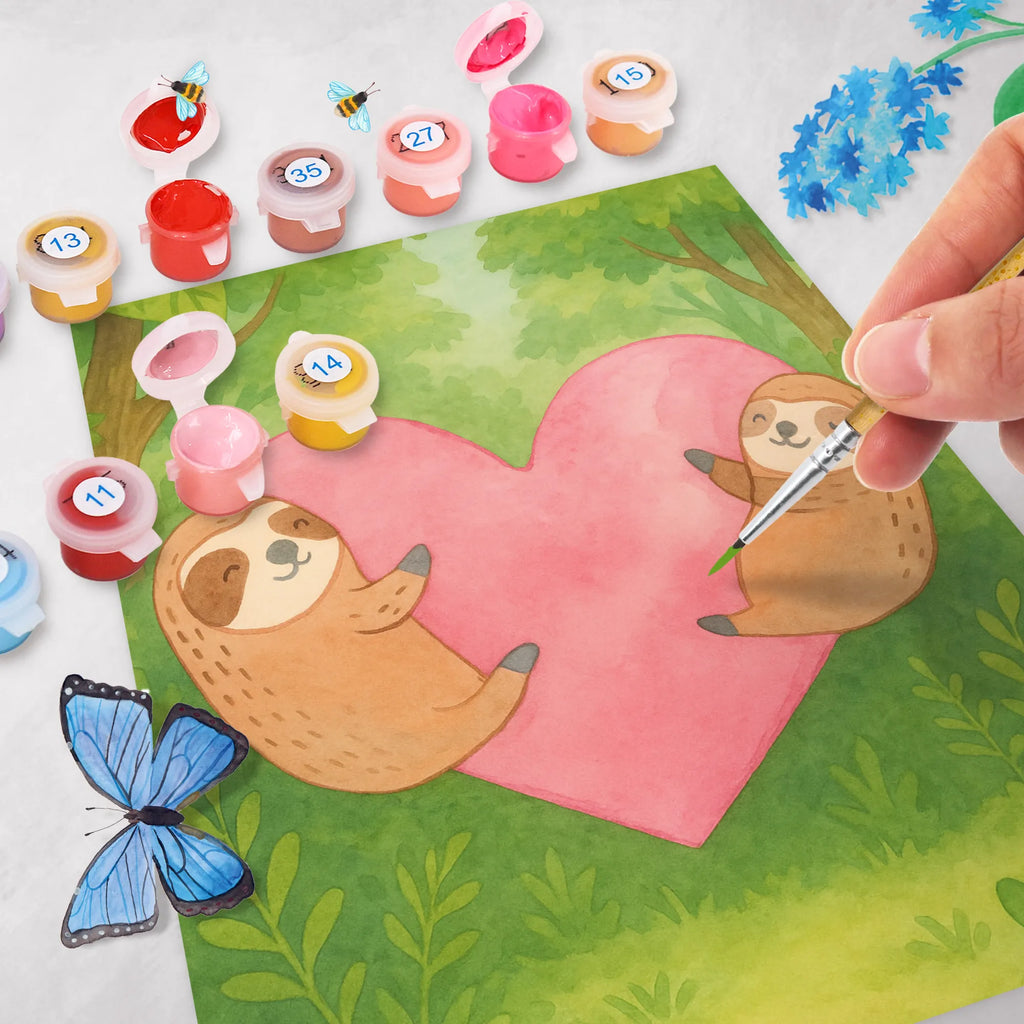 Malowanie według numerów leniwce Serce Design Miłość, partner, przyjaciel, przyjaciółka, mąż, żona, wesele, zaręczyny, prośba o rękę, prezent miłosny, rocznica, dzień ślubu