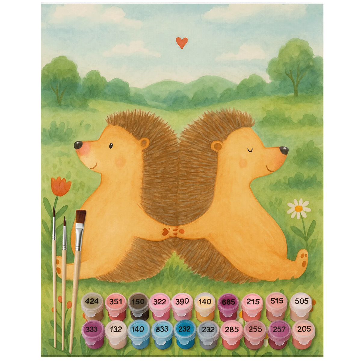 Paint by Numbers Hedgehogs holding hands Design Loving, Two, Together, Marriage, Proposal of marriage, Love gift, gift for her, gift for him, anniversary gift, hedgehog love, wedding, togetherness, love message, gift for two, great love, anniversary, love gift, proof of love, favourite person
