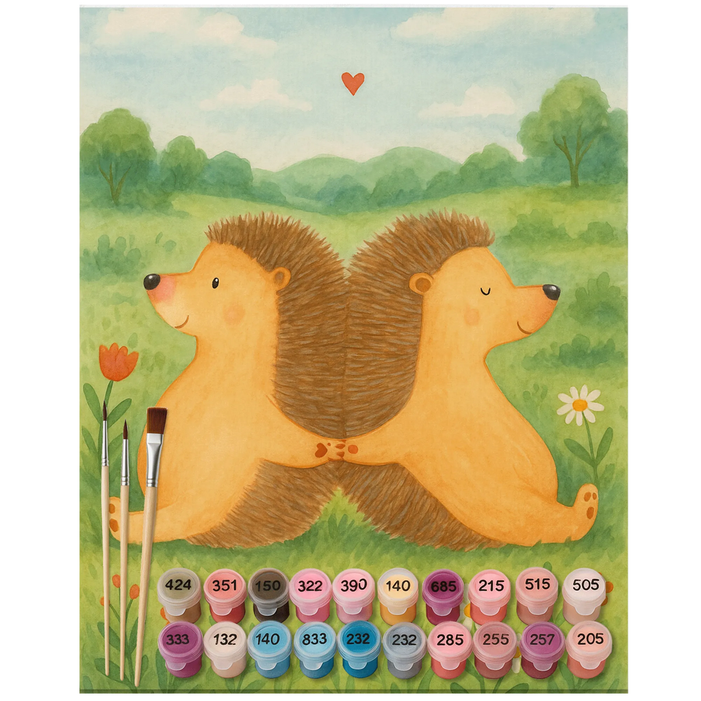 Paint by Numbers Hedgehogs holding hands Design Baseln, Kreativität, Kunstwerk, Bastelidee, Malen, Ausmalbild, Künstler, Malen nach Zahlen, DIY, Liebe, Partner, Freund, Freundin, Ehemann, Ehefrau, Heiraten, Verlobung, Heiratsantrag, Liebesgeschenk, Jahrestag, Hocheitstag, Liebesbeweis, Gemeinsamkeit, Igel, Hand in Hand, Geschenk für zwei, Love, Liebesbotschaft, große Liebe, Lieblingsmensch, Igelliebe, Hochzeit
