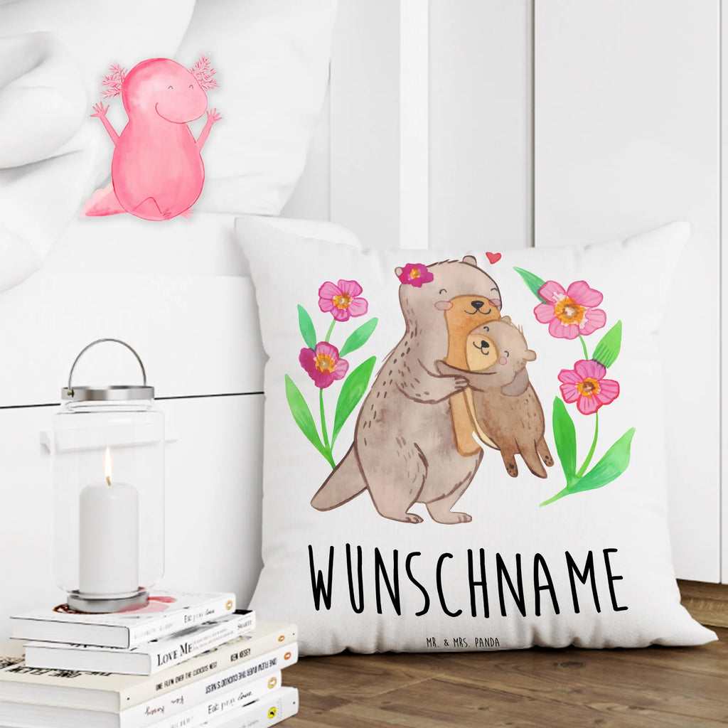 Personalised cushion Otter Mom Kissen, personalisiert, Name, Wunschname, bedrucken, Kopfkissen, Muttertag Geschenke, Mama Geschenke, Mutti Geburtstag, Muttertag, Mama Liebe, Mama Geschenk, Tochter Geschenk