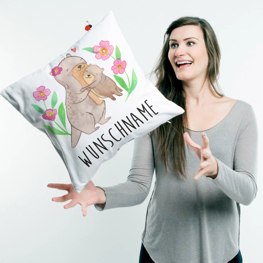 Personalised cushion Otter Mom Kissen, personalisiert, Name, Wunschname, bedrucken, Kopfkissen, Muttertag Geschenke, Mama Geschenke, Mutti Geburtstag, Muttertag, Mama Liebe, Mama Geschenk, Tochter Geschenk