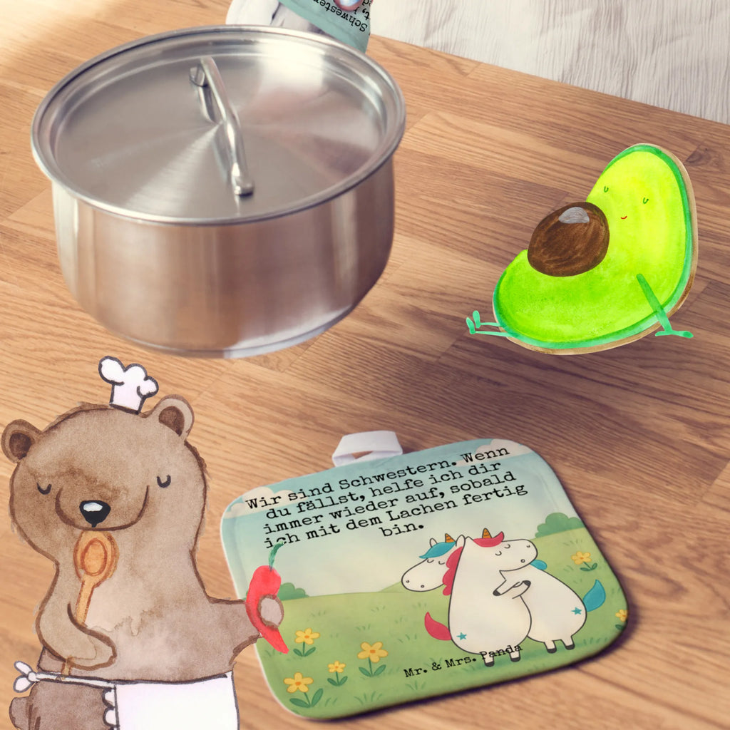 2-elementowy zestaw podkładek pod garnki Jednorożce Przytulanie Design Topfhandschuh, Ofenhandschuh, Ofenhandschuhe, Topfhandschuhe, Topflappenset, Schöne Topflappen, Topflappen 2er Set, Topfuntersetzer, Topflappen lustig, Topflappen, Topflappen Set, Topflappen mit Spruch, Einhorn, Einhörner, Einhorn Deko, Unicorn, Schwester, Liebe, Schwestern, Geschwister, Familie, Sister, Freundin, Freundinnen, BFF