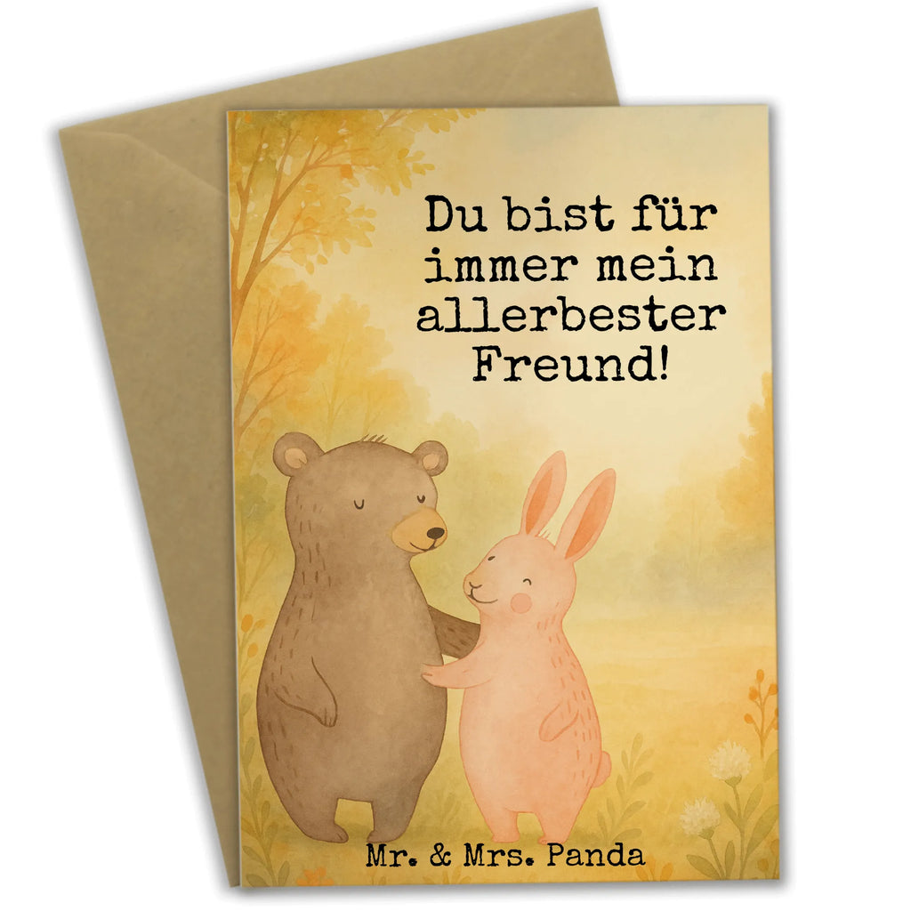 Greetings card bear and rabbit Embrace Design Grußkarte, Klappkarte, Einladungskarte, Glückwunschkarte, Hochzeitskarte, Geburtstagskarte, Karte, Ansichtskarten, Liebe, Partner, Freund, Freundin, Ehemann, Ehefrau, Heiraten, Verlobung, Heiratsantrag, Liebesgeschenk, Jahrestag, Hocheitstag, Freunde, bester Freund, Hase, Bär, Bärchen, best friends
