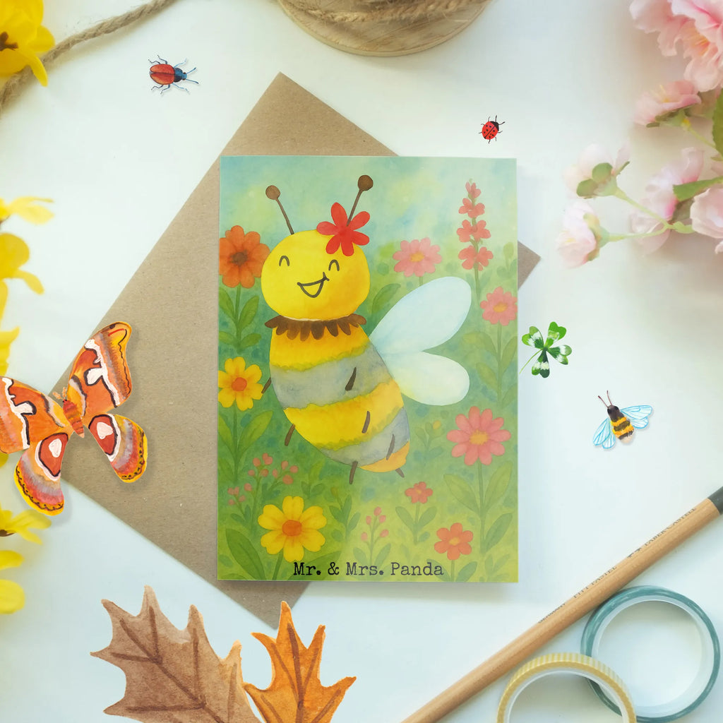 Grußkarte Biene Blume Design Grußkarte, Klappkarte, Einladungskarte, Glückwunschkarte, Hochzeitskarte, Geburtstagskarte, Karte, Ansichtskarten, Biene, Wespe, Hummel