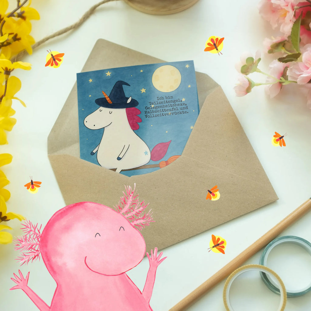 Grußkarte Einhorn Hexe Design Grußkarte, Klappkarte, Einladungskarte, Glückwunschkarte, Hochzeitskarte, Geburtstagskarte, Karte, Ansichtskarten, Einhorn, Einhörner, Einhorn Deko, Unicorn, Frau, Ehefrau, Hexe, Teufel, Engel, Verrückte, Freundin, Leben, Zicke