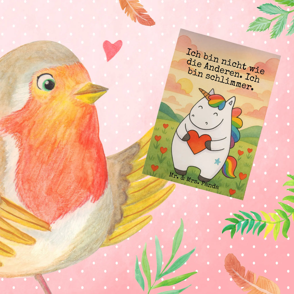 Grußkarte Einhorn Herz Design Grußkarte, Klappkarte, Einladungskarte, Glückwunschkarte, Hochzeitskarte, Geburtstagskarte, Karte, Ansichtskarten, Einhorn, Einhörner, Einhorn Deko, Unicorn, Herz, schlimm, böse, witzig, lustig, Freundin, anders, bunt