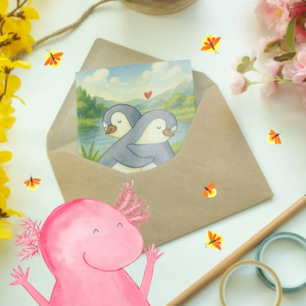 Greetings card penguins Cuddle Design Grußkarte, Klappkarte, Einladungskarte, Glückwunschkarte, Hochzeitskarte, Geburtstagskarte, Karte, Ansichtskarten, Liebe, Partner, Freund, Freundin, Ehemann, Ehefrau, Heiraten, Verlobung, Heiratsantrag, Liebesgeschenk, Jahrestag, Hocheitstag, Valentinstag, Geschenk für Frauen, Hochzeitstag, Mitbringsel, Geschenk für Freundin, Geschenk für Partner, Liebesbeweis, für Männer, für Ehemann