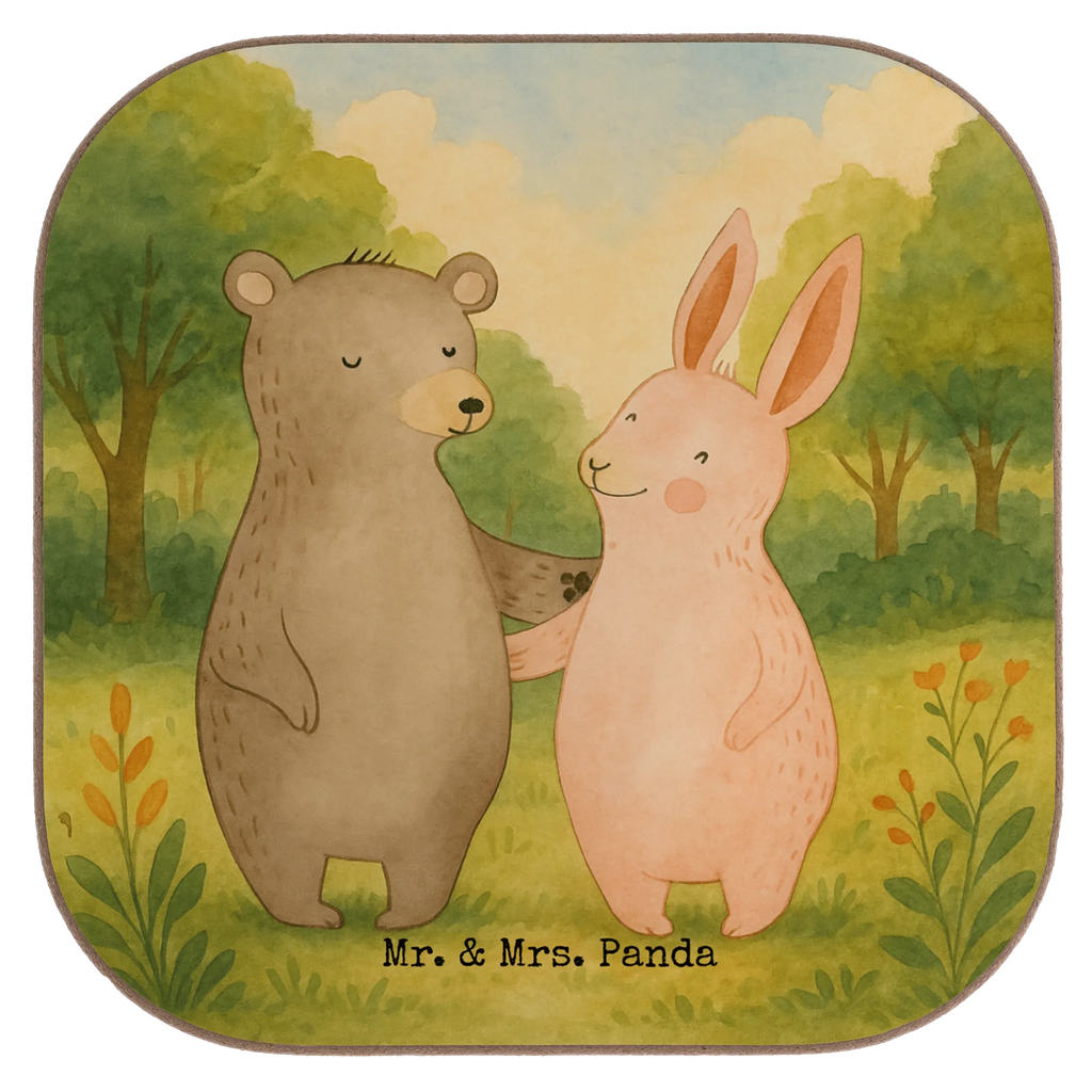 Square coaster bear and rabbit Embrace Design Untersetzer, Bierdeckel, Glasuntersetzer, Untersetzer Gläser, Getränkeuntersetzer, Untersetzer aus Holz, Untersetzer für Gläser, Korkuntersetzer, Untersetzer Holz, Holzuntersetzer, Tassen Untersetzer, Untersetzer Design, Liebe, Partner, Freund, Freundin, Ehemann, Ehefrau, Heiraten, Verlobung, Heiratsantrag, Liebesgeschenk, Jahrestag, Hocheitstag, Freunde, bester Freund, Hase, Bär, Bärchen, best friends
