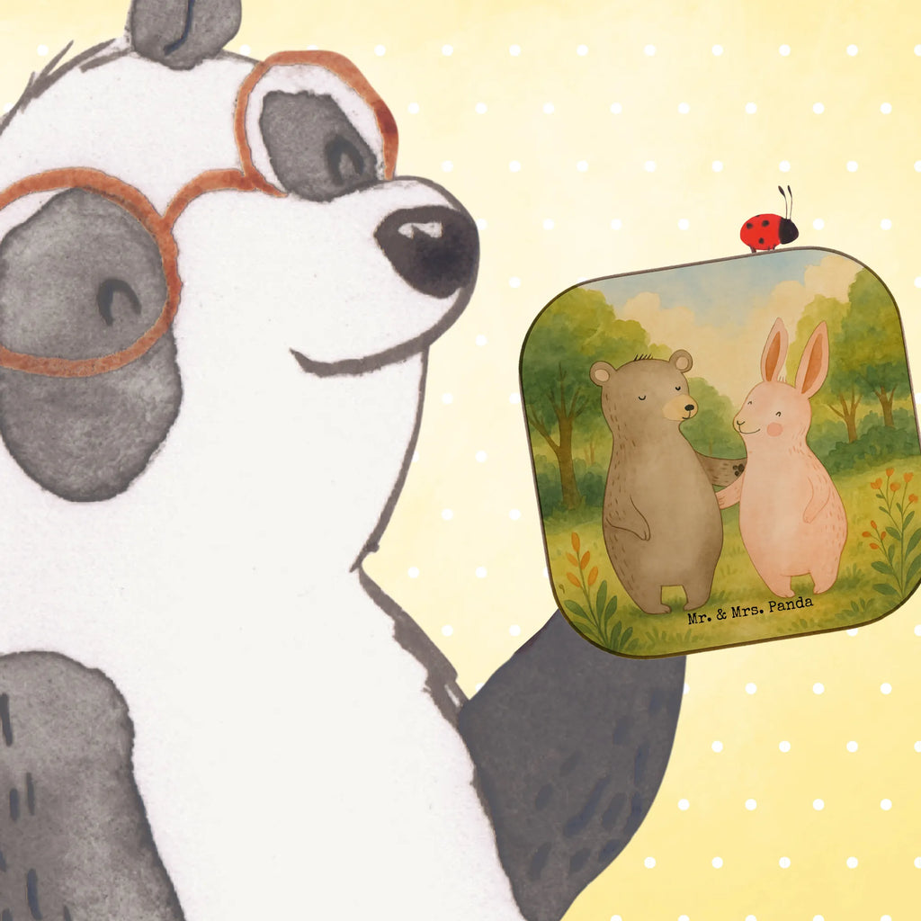 Square coaster bear and rabbit Embrace Design Untersetzer, Bierdeckel, Glasuntersetzer, Untersetzer Gläser, Getränkeuntersetzer, Untersetzer aus Holz, Untersetzer für Gläser, Korkuntersetzer, Untersetzer Holz, Holzuntersetzer, Tassen Untersetzer, Untersetzer Design, Liebe, Partner, Freund, Freundin, Ehemann, Ehefrau, Heiraten, Verlobung, Heiratsantrag, Liebesgeschenk, Jahrestag, Hocheitstag, Freunde, bester Freund, Hase, Bär, Bärchen, best friends