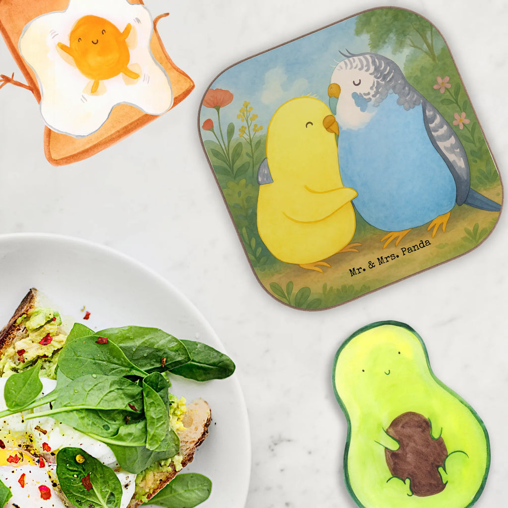 Square coaster Parakeets in love Design Untersetzer, Bierdeckel, Glasuntersetzer, Untersetzer Gläser, Getränkeuntersetzer, Untersetzer aus Holz, Untersetzer für Gläser, Korkuntersetzer, Untersetzer Holz, Holzuntersetzer, Tassen Untersetzer, Untersetzer Design, Liebe, Partner, Freund, Freundin, Ehemann, Ehefrau, Heiraten, Verlobung, Heiratsantrag, Liebesgeschenk, Jahrestag, Hocheitstag, Vögel, Wellensittich, Nähe, Kuscheln, Vertrauen