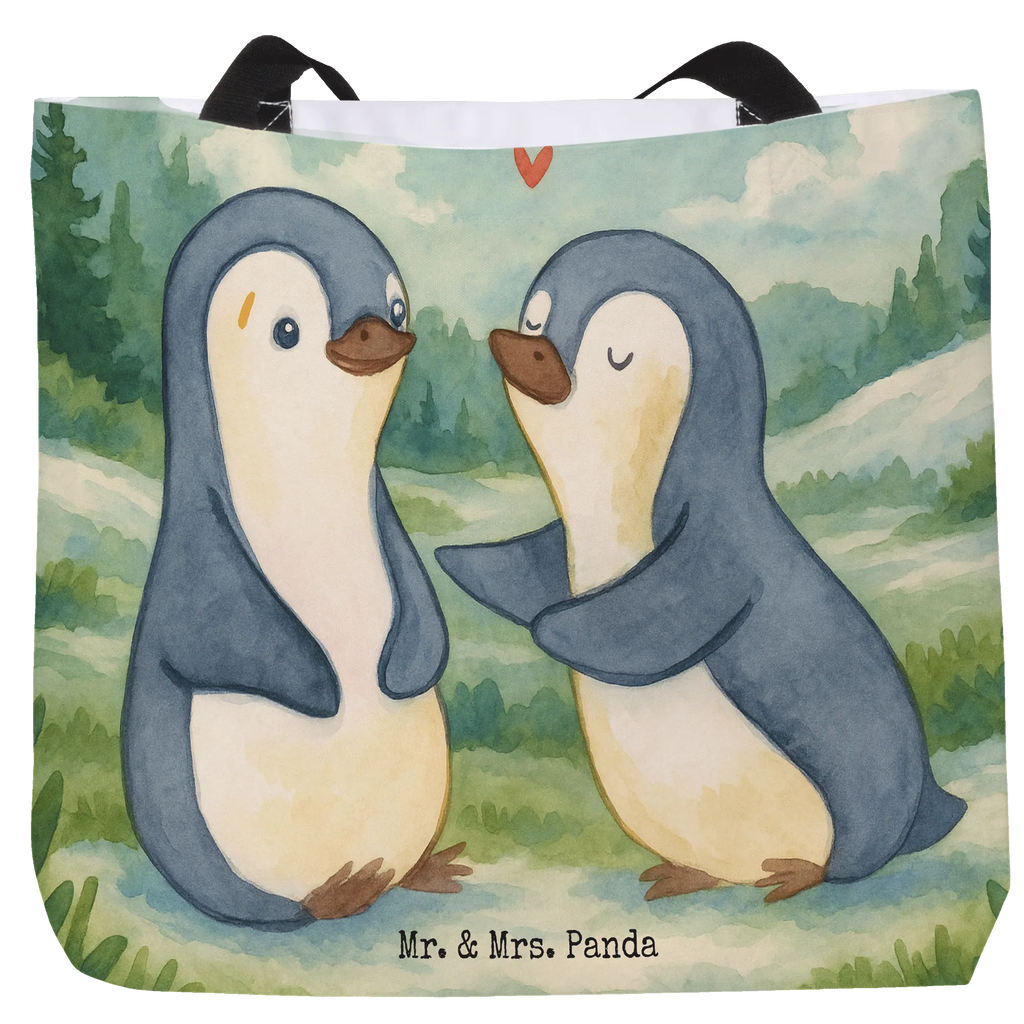 Shopper Pinguine trösten Design Strandtasche, Beutel, Shopper, Einkaufstasche, Freizeittasche, Schultasche, Alltagstasche, Einkaufsbeutel, Tragebeutel, Tasche, Schulbeutel, Liebe, Partner, Freund, Freundin, Ehemann, Ehefrau, Heiraten, Verlobung, Heiratsantrag, Liebesgeschenk, Jahrestag, Hocheitstag, Valentinstag, Geschenk für Frauen, Geschenk für Freundin, Mitbringsel, Geschenk für Partner, für Ehemann, Hochzeitstag, Liebesbeweis, für Männer