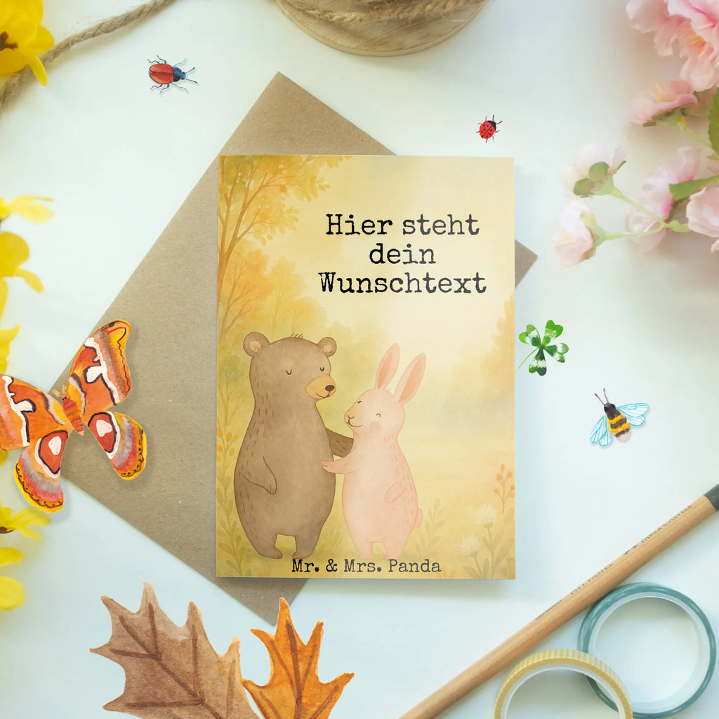 Personalised greetings card bear and rabbit Embrace Design Grußkarte selber drucken, Personalisierte Karte, Personalisierte Einladungskarte, Grußkarte als Geldgeschenk, Grußkarte selbst gestalten, Grußkarten personalisiert, Grußkarte mit Namen, Personalisierte Grußkarte, Personalisierte Hochzeitskarte, Grußkarte mit persönlichen Nachrichten, Personalisierte Geburtstagskarte, Personalisierte Glückwunschkarte, Personalisiertere Klappkarte, Liebe, Partner, Freund, Freundin, Ehemann, Ehefrau, Heiraten, Verlobung, Heiratsantrag, Liebesgeschenk, Jahrestag, Hocheitstag, best friends, Bär, Hase, Bärchen, bester Freund, Freunde
