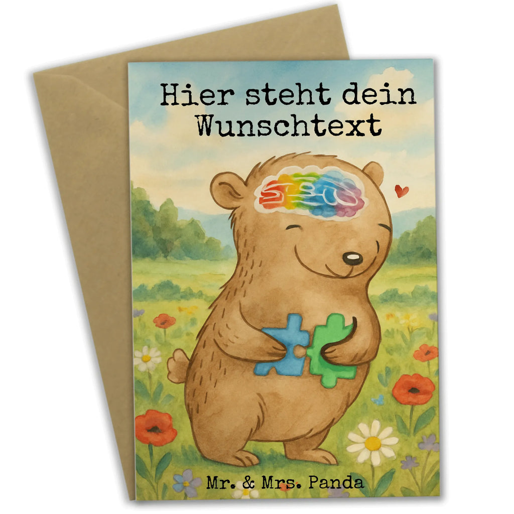 Personalisierte Grußkarte Bär Autismus Design Grußkarten personalisiert, Personalisierte Glückwunschkarte, Grußkarte mit persönlichen Nachrichten, Personalisierte Hochzeitskarte, Personalisierte Geburtstagskarte, Personalisierte Grußkarte, Personalisierte Einladungskarte, Grußkarte selber drucken, Personalisierte Karte, Grußkarte als Geldgeschenk, Personalisiertere Klappkarte, Grußkarte mit Namen, Grußkarte selbst gestalten, Bär, Entwicklungsstörungen, ASS, Autismus, Autismus-Spektrum-Störungen, Asperger Autismus