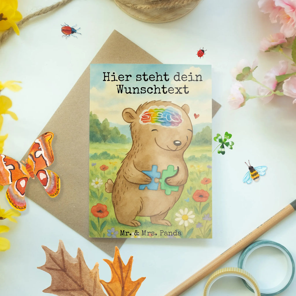 Personalisierte Grußkarte Bär Autismus Design Grußkarten personalisiert, Personalisierte Glückwunschkarte, Grußkarte mit persönlichen Nachrichten, Personalisierte Hochzeitskarte, Personalisierte Geburtstagskarte, Personalisierte Grußkarte, Personalisierte Einladungskarte, Grußkarte selber drucken, Personalisierte Karte, Grußkarte als Geldgeschenk, Personalisiertere Klappkarte, Grußkarte mit Namen, Grußkarte selbst gestalten, Bär, Entwicklungsstörungen, ASS, Autismus, Autismus-Spektrum-Störungen, Asperger Autismus